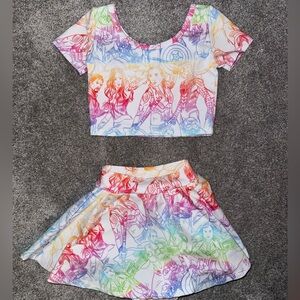 Wild rich kids avengers cropped top and skirt set